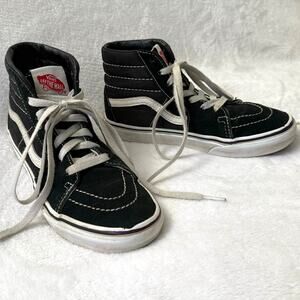 VANS Youth High Top Sneakers Size 2.5 Black White SK8 HI Skateboard Old Skool